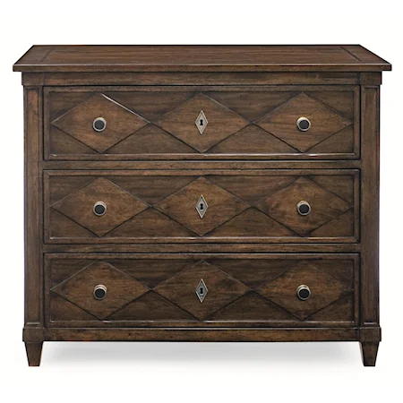 3 Drawer Hall Chest with Inlaid Diamond Pattern